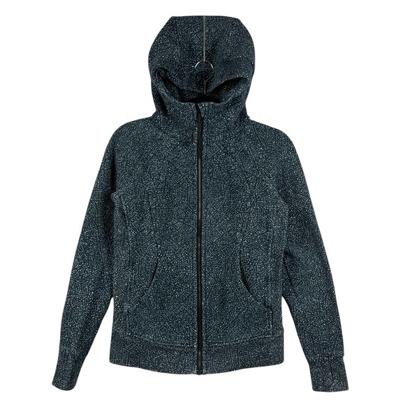 Lululemon Women's Luminesce Splatter Navy White Scuba Hoodie Full Zip Size 6 - Picture 1 of 10